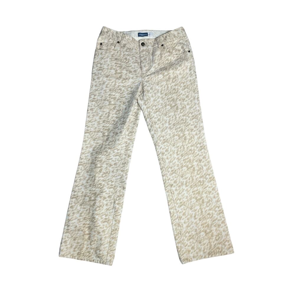 Liz Claiborne Bootcut Fit White & Tan Animal Print Jeans‎ Size 8